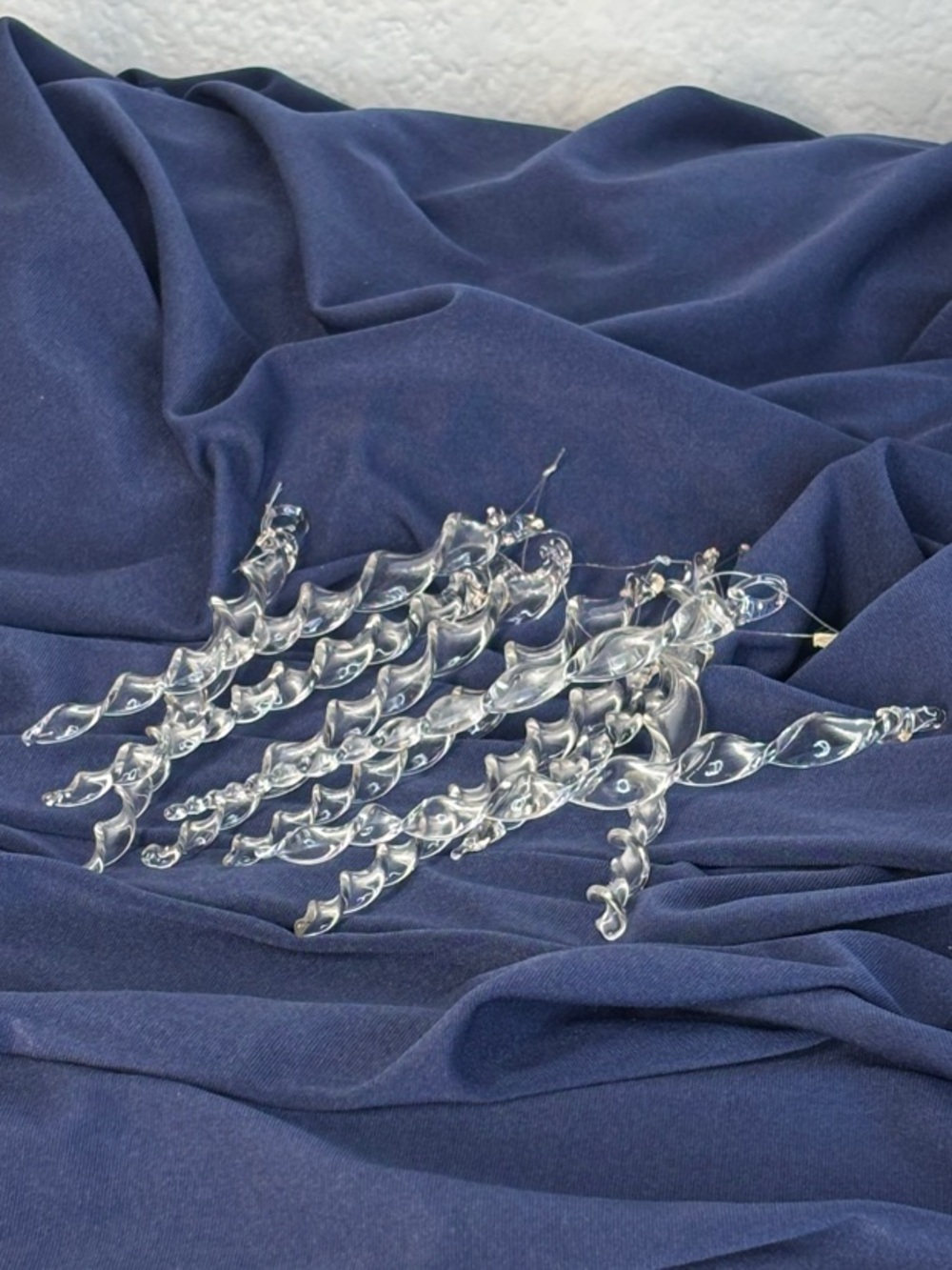 Set of Vintage Clear Spiral Glass Icicle Ornaments - 10 Pieces - Picture 2 of 6